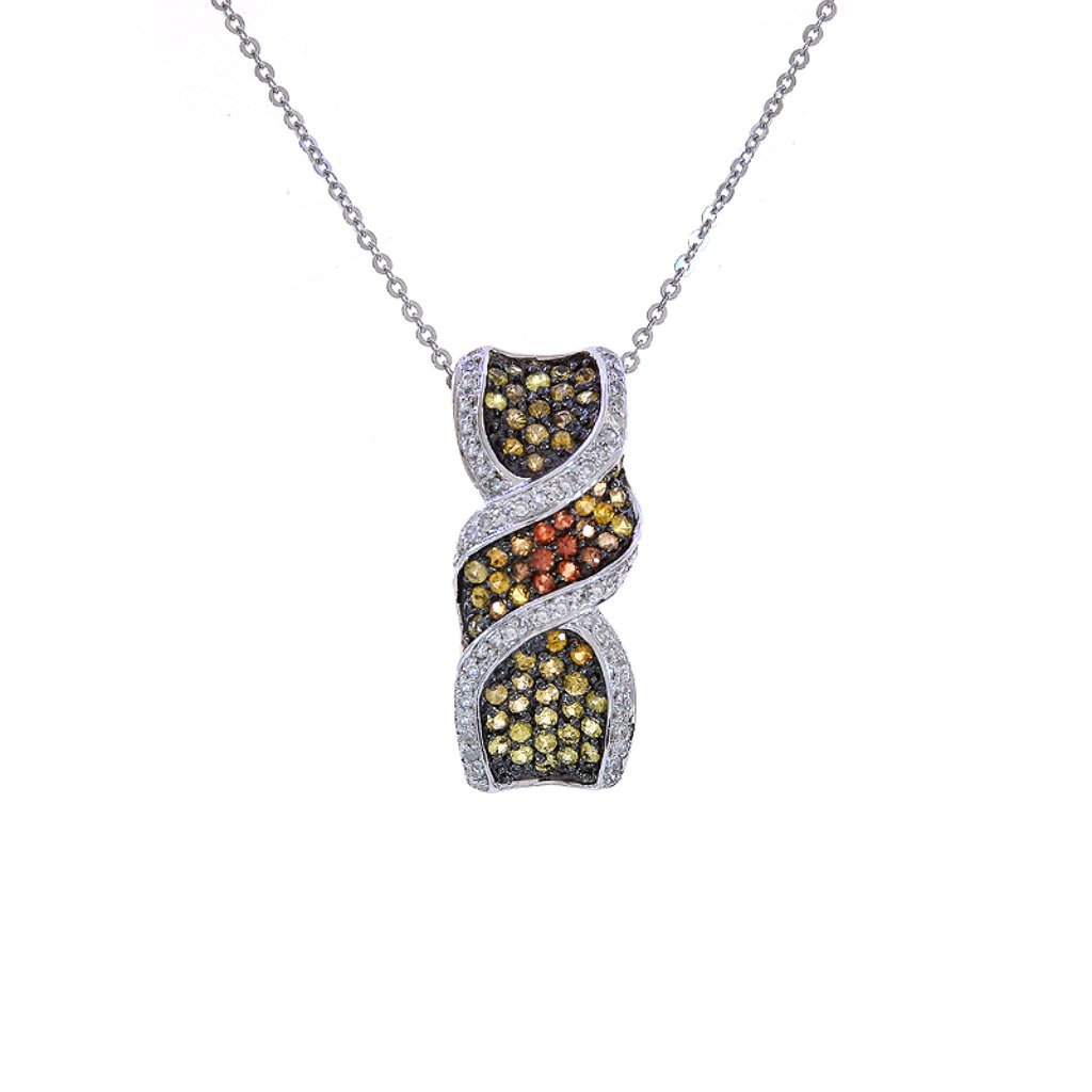0.75 Ct.Tw Multi-Color Topaz And 0.30 Ct. Tw. Diamond Pendant 14k Gold